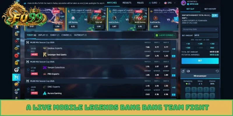 A live Mobile Legends Bang Bang team fight
