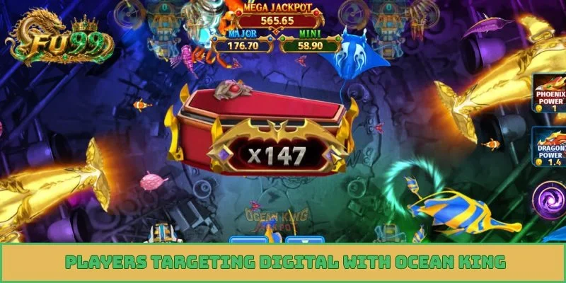 Players targeting digital sea creatures with Ocean King