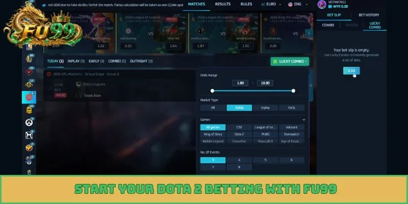 Start your Dota 2 betting with FU99